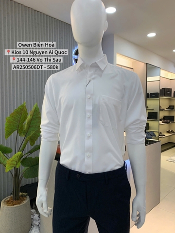 ÁO SƠ MI TRẮNG NANO CÓ TÚI DÀI TAY AR250506DT