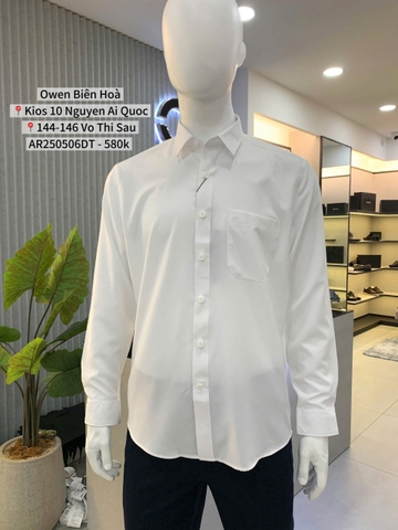 ÁO SƠ MI TRẮNG NANO CÓ TÚI DÀI TAY AR250506DT