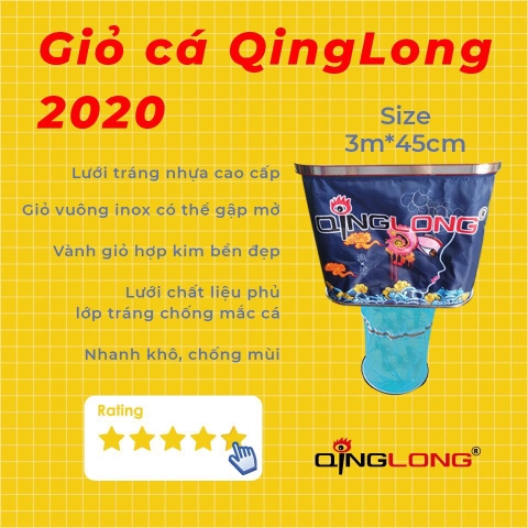 Giỏ cá QingLong vuông khung vành đôi (xanh) 3m x45cm