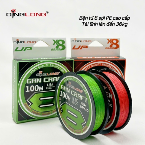 Dù QingLong PE X8 100m EVERGREEN (Đỏ) Không Trôi Màu