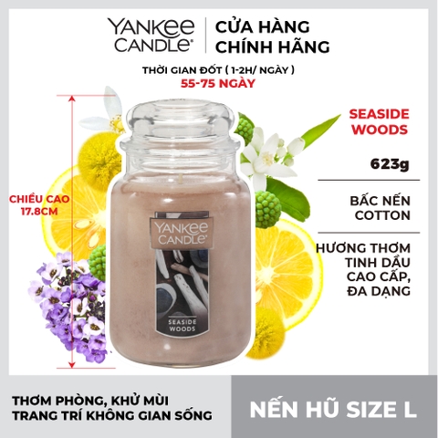 Nến thơm Yankee Candle, Nến hũ size L, Mùi Seaside Woods