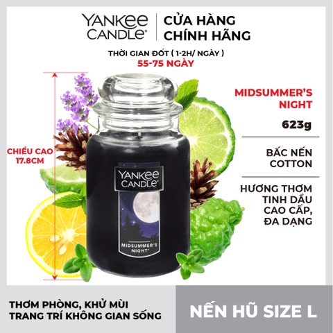 Nến thơm Yankee Candle, Nến hũ size L, Mùi Midsummer's Night