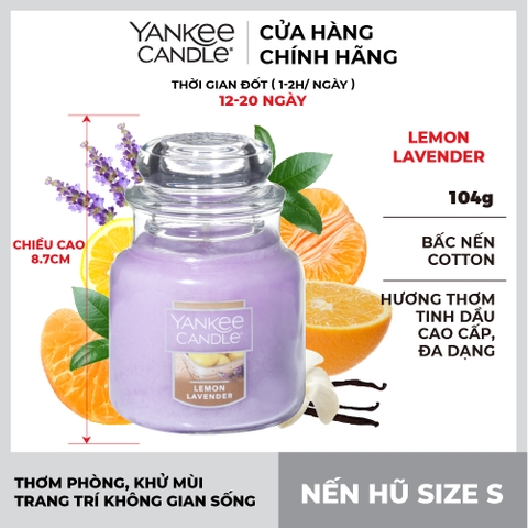 Nến thơm Yankee Candle, Nến hũ size S, Mùi Lemon Lavender