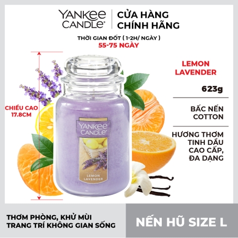 Nến thơm Yankee Candle, Nến hũ size L, Mùi Lemon Lavender