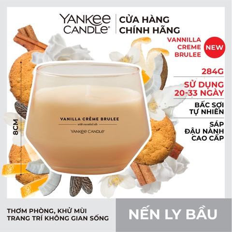 Nến ly bầu Yankee Candle mùi Vanilla Creme Brulee