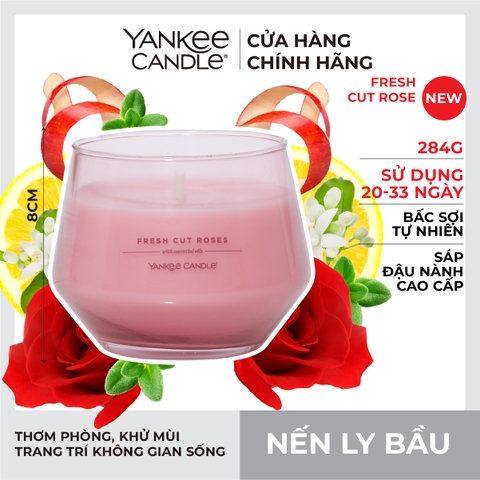 Nến ly bầu Yankee Candle mùi Fresh Cut Rose