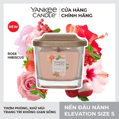 Nến thơm Yankee Candle, Nến ly vuông size S, Mùi Rose Hibiscus