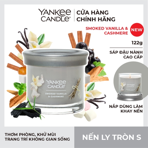 Nến thơm Yankee Candle, Nến ly tròn size S, Mùi Smoked Vanilla & Cashmere