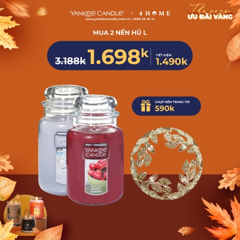 Combo - Mua 2 nến hũ L tặng 1 chụp nến trang trí