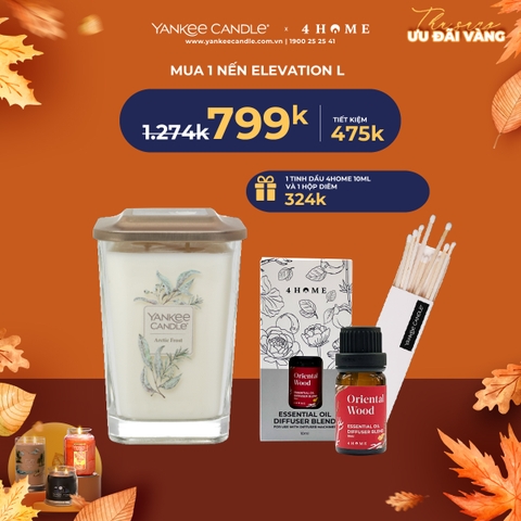 Mua  nến Elevation L được tặng 1 tinh dầu 4Home 10ml và 1 hộp diêm