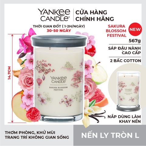 Nến thơm Yankee Candle, Nến ly tròn size L, Mùi Sakura Blossom Festival