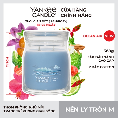 Nến thơm Yankee Candle, Nến ly tròn size M, Mùi Ocean Air