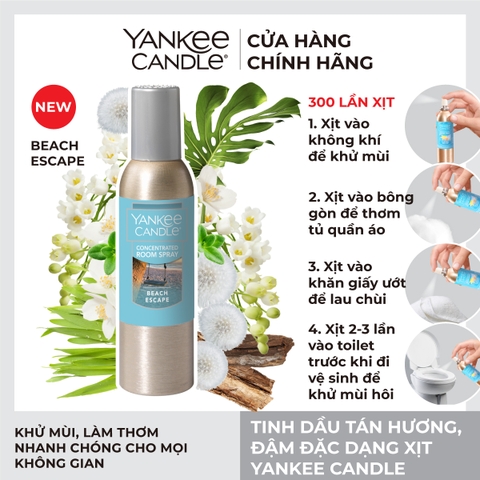 Tinh dầu xịt Yankee Candle, Tinh dầu khuếch tán hương thơm dạng xịt đậm đặc, Mùi Beach Escape