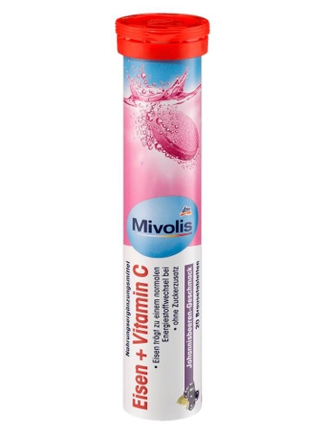 Viên Sủi Mivolis Sắt + Vitamin C, 20 Viên