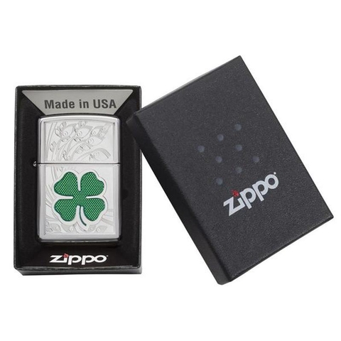 Zippo 24669 - Zippo Clover High Polish Chrome Design