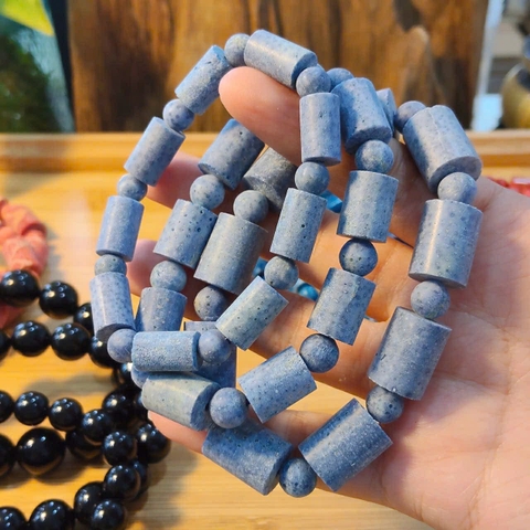 Vòng San Hô Xanh Tự Nhiên Đốt Trúc 10mm Để Mộc 100%