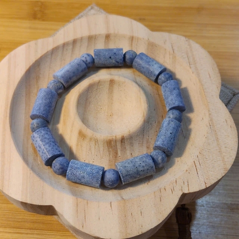 Vòng San Hô Xanh Tự Nhiên Đốt Trúc 8mm Để Mộc 100%