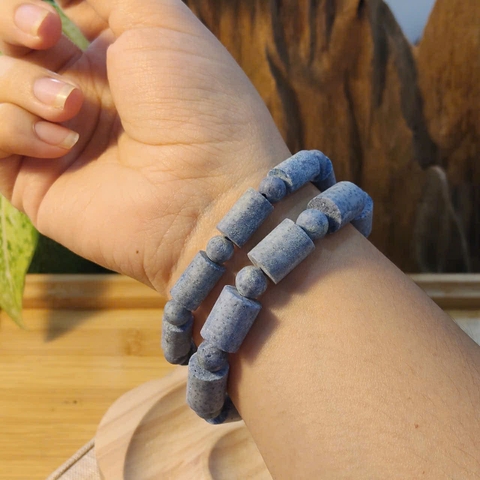 Vòng San Hô Xanh Tự Nhiên Đốt Trúc 10mm Để Mộc 100%