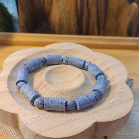 Vòng San Hô Xanh Tự Nhiên Đốt Trúc 8mm Để Mộc 100%