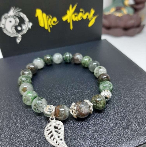 [ Sale Hot ] - Thạch Anh Ưu Linh Màu Xanh 8mm Mix Charm Bạc Vip 5A