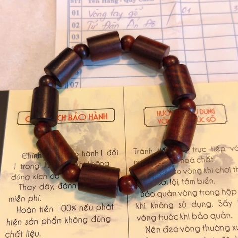 Vòng Gỗ Tiểu Diệp Tử Đàn Ấn Độ Đốt Trúc 12mm VIP