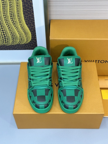 Giày sneaker Louis Vuitton Trainer Xanh lá caro Đen Like Auth on web fullbox bill thẻ phụ kiện