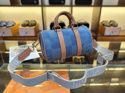 Túi đeo chéo cầm tay Louis Vuitton Xanh bò Caro phối da Nâu Like Auth on web fullbox bill thẻ