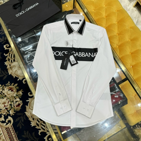 Áo sơ mi dài tay Dolce Gabbana logo ngang ngực check cổ Like Auth 1-1 on web