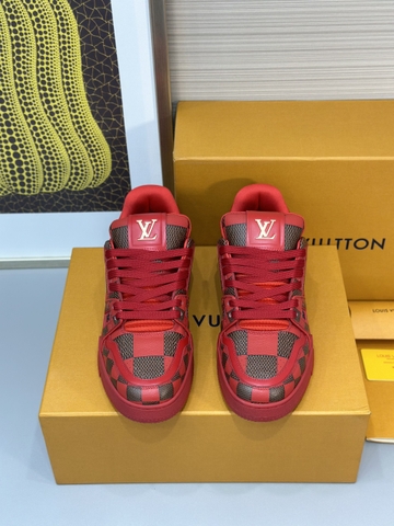 Giày sneaker Louis Vuitton Trainer Đỏ caro Đen Like Auth on web fullbox bill thẻ phụ kiện