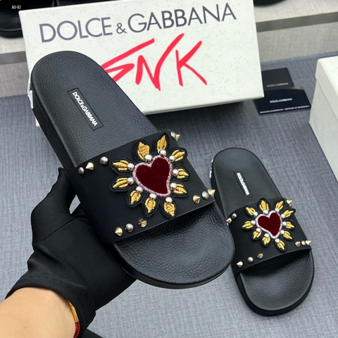 Dép lê quai ngang Dolce Gabbana love thêu Like Auth on web fullbox bill thẻ