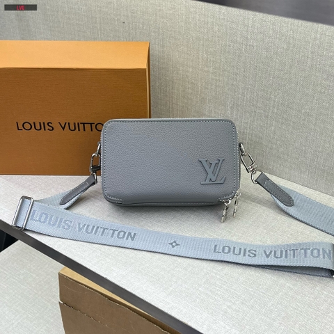 Túi hộp Louis Vuitton LV Alpha Wearable Bag Xám trơn 2 khóa logo tag 18.5x11x6.5cm Like Auth on web fullbox bill thẻ