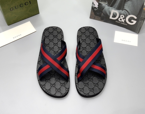 Dép lê quai chéo Gucci họa tiết monogram GG quai xanh đỏ Like Auth on web fullbox bill thẻ