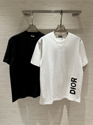 Áo phông T shirt Dior logo chữ thêu cạp check cổ Like Auth on web