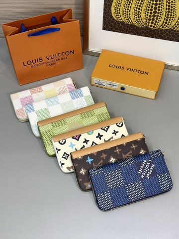 Ví khóa Louis Vuitton họa tiết nhiều màu new 2024 Like Auth fullbox túi thẻ phụ kiện