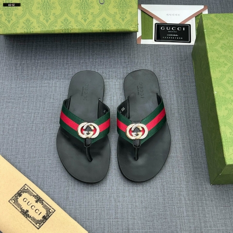 Dép tông xỏ ngón Gucci logo GG sọc xanh đỏ Like Auth on web fullbox bill thẻ