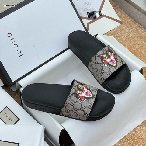 Dép lê quai ngang Gucci Animal họa tiết monogram Mèo Like Auth on web fullbox bill thẻ