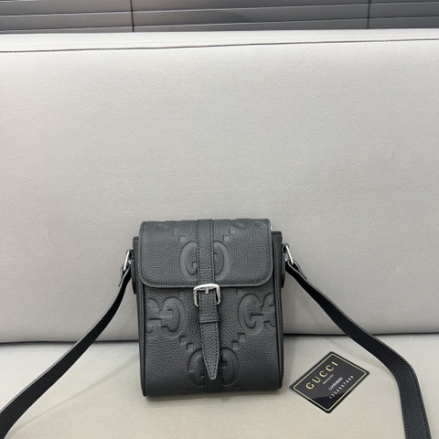 Túi đeo chéo mini Gucci Đen họa tiết GG chìm Like Auth on web fullbox bill thẻ