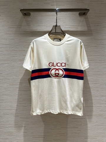 Áo phông T shirt Gucci Be kẻ ngang xanh đỏ logo GG Like Auth on web