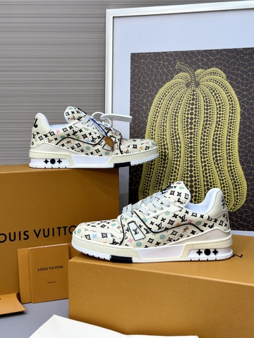 Giày sneaker Louis Vuitton Trainer Be vân nhiều màu monogram new 2024 Like Auth on web fullbox bill thẻ phụ kiện