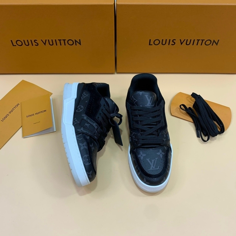 Giày sneaker Louis Vuitton Đen Xám họa tiết hoa vân Like Auth on web fullbox bill thẻ phụ kiện