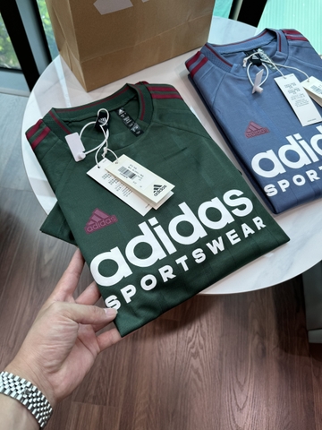 Bộ, Set thể thao hè Adidas Xanh logo ngực kẻ sọc vai Like Auth 1-1 on web