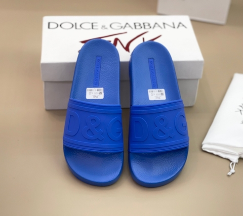 Dép lê quai ngang Dolce Gabbana Xanh dương logo nổi DG Like Auth 1-1 on web bill thẻ phụ kiện