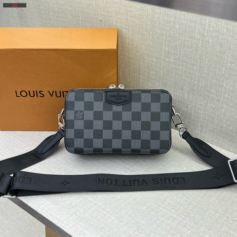 Túi hộp đeo chéo 2 khóa Louis Vuitton Wearable Wallet họa tiết Caro Like Auth on web fullbox bill thẻ
