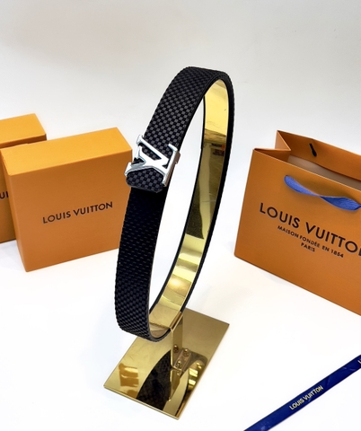 Thắt lưng, dây nịt, belt Louis Vuitton mặt bạc họa tiết caro nổi 85 - 100cm fullbox Like Auth 1-1 on web