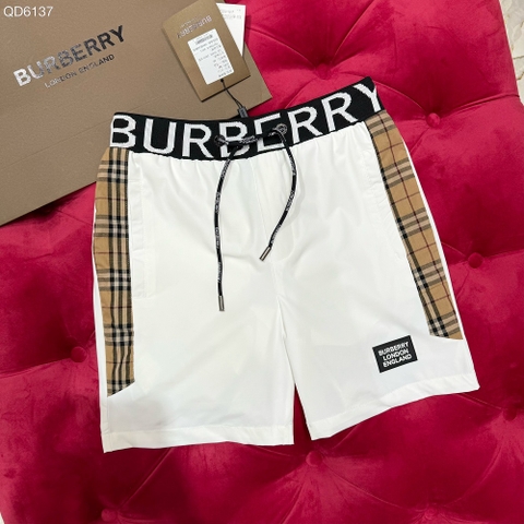 Quần short ngố đùi gió Burberry check cạp 2 lớp kẻ sọc đùi logo TB mặt sau Like Auth 1-1 on web