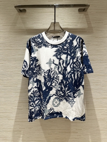 Áo phông T-shirt Louis Vuitton Trắng họa tiết san hô xanh Like Auth on web