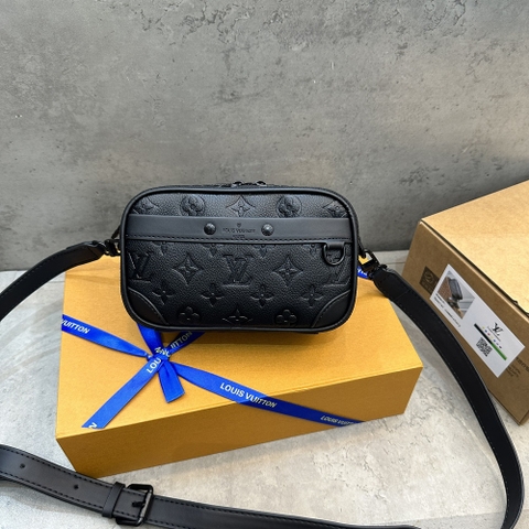 Túi đeo chéo Louis Vuitton Nano Alpha Bag Đen họa tiết monogram khắc vân chìm 11x18x6cm Like Auth on web fullbox bill thẻ