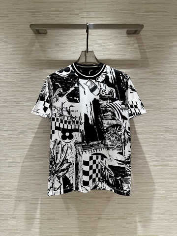 Áo phông T shirt Louis Vuitton họa tiết Đen Trắng hình Full Like Auth on web