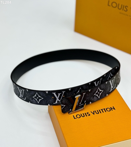 Thắt lưng, dây nịt, belt Louis Vuitton LV Đen Bạc họa tiết hoa vân loang Like Auth 1-1 on web fullbox