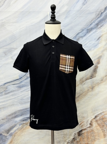 Áo polo Burberry check túi ngực kẻ sọc logo thêu chữ ký Full Like Auth 1-1 on web